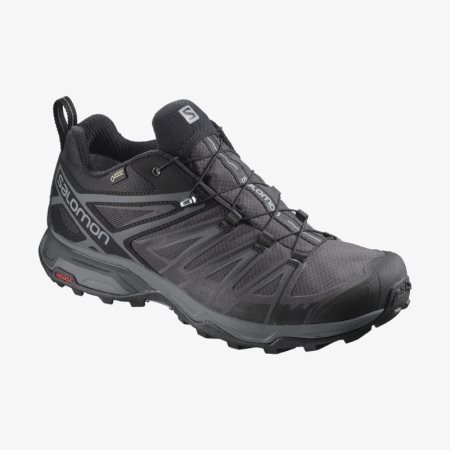 Salomon X ULTRA 3 WIDE GORE-TEX Mens Hiking Shoes Black UK VNAG